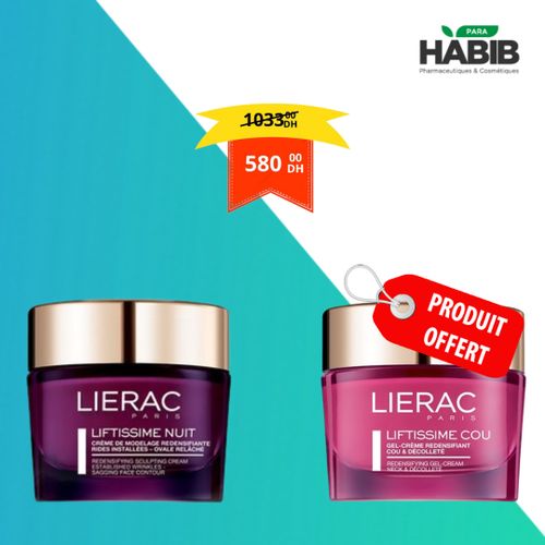 LIERAC LIFTISSIME Crème Soyeuse Nuit + Cou Gratuit – Soin Complet Anti-Âge