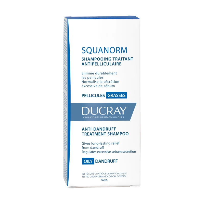 Ducray Squanorm Shampooing Antipelliculaire Gras 200ml – Régulateur de Sébum