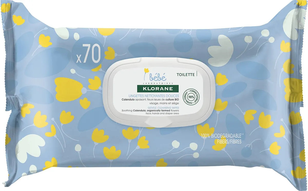 Klorane BB Lingettes Nettoyantes 70 unités – Douceur & Protection