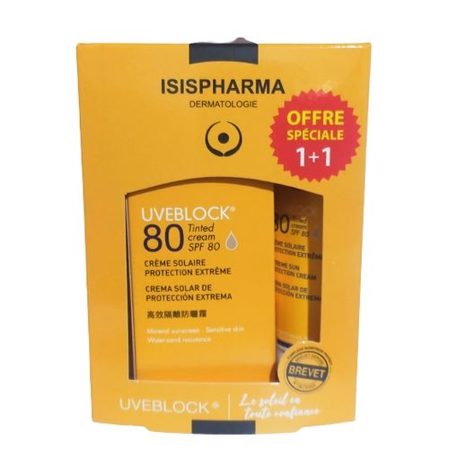 ISISPHARMA Pack Promo Uveblock 80 Teinte 1+1 – Crème solaire haute protection