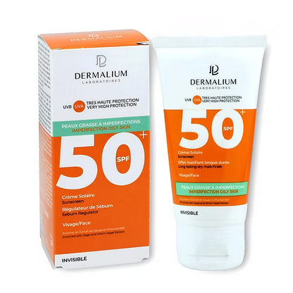 Dermalium Crème Solaire SPF50+ – Peaux Grasses À Imperfections