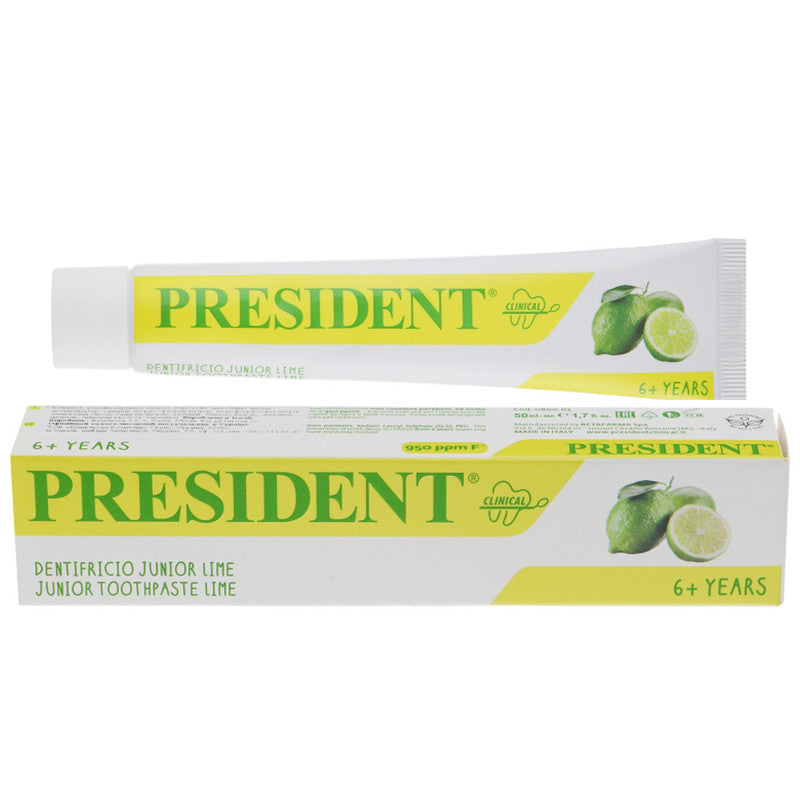 Président Dentifrice Junior 6+ Citron 50ml – Fraîcheur citron & protection enfants