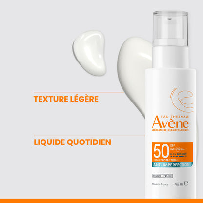 Avène Fluide Anti-Imperfections SPF50+ 40ml | Protection Solaire Peaux Grasses