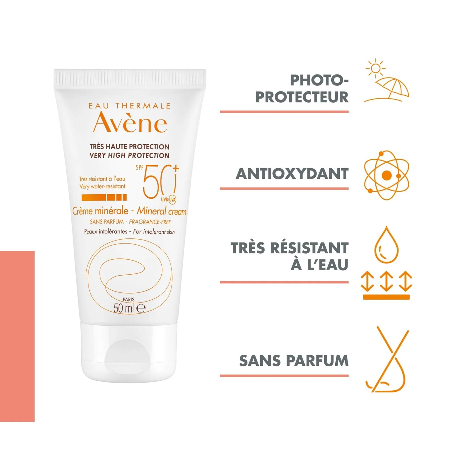 Avène Crème Solaire Minérale SPF 50+ 50ml – Sans Filtres Chimiques
