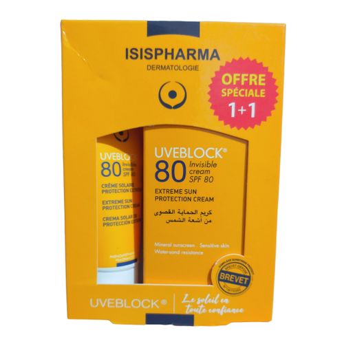 ISISPHARMA Pack Promo Uveblock 80 Invisible 1+1 – Écran solaire SPF80