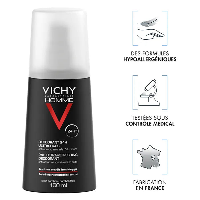 Vichy Homme Déodorant Spray Assainissant 100ml 