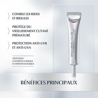Eucerin Hyaluron-Filler Crème Yeux 15ml – Anti-Rides & Réduction des Cernes