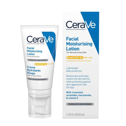 CeraVe Crème Hydratante SPF50 52ml – Haute Protection UVA/UVB