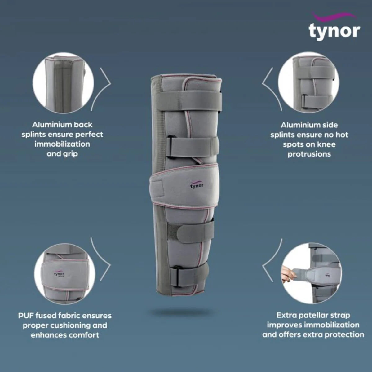 Tynor Immobilisateur de Genou Réglable 22–56cm D28 – Knee Immobilizer Adjustable