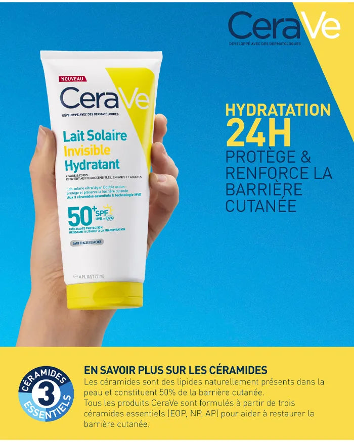 CeraVe Lait Solaire Invisible Hydratant SPF50+ Haute Protection