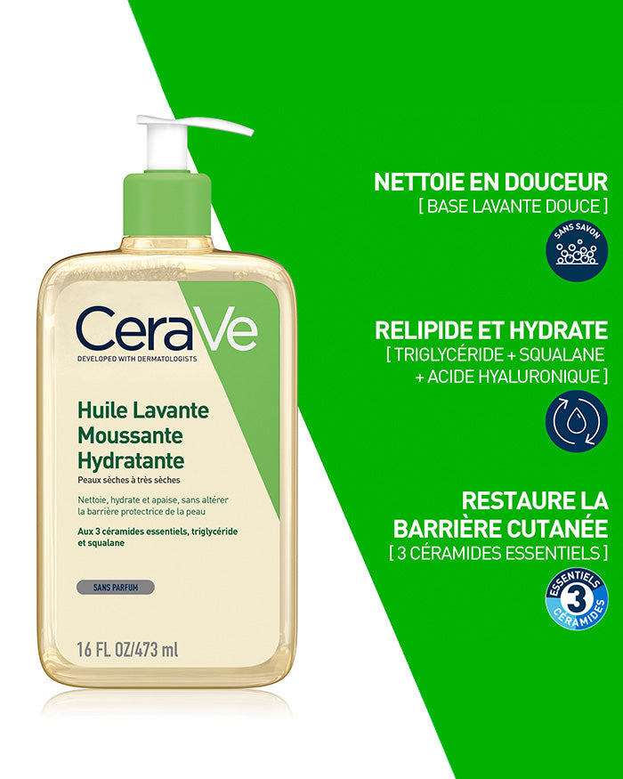 CeraVe Huile Lavante Hydratante – Peaux Sèches & Atopiques