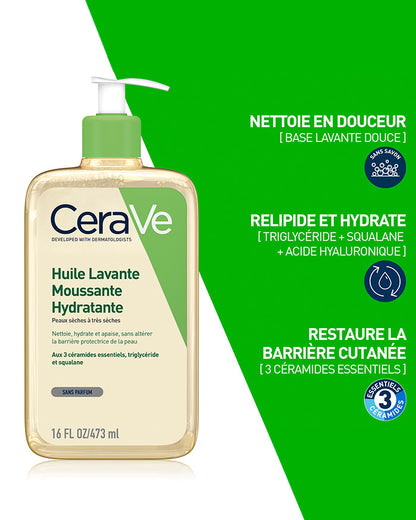 CeraVe Huile Lavante Hydratante – Peaux Sèches & Atopiques