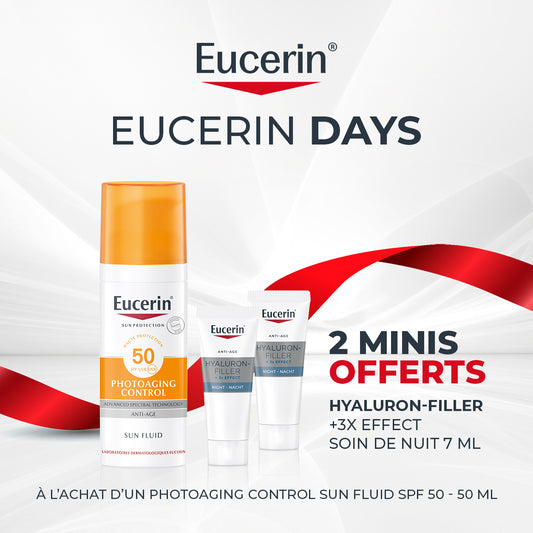 Eucerin Ecran Fluide Anti-Âge SPF50+ 50ml + 2 HYALURON FILLER NUIT OFFERT