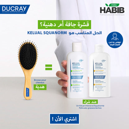 Ducray Squanorm Shampooing Traitant Pellicules Grasses 200 ml + brosse offert