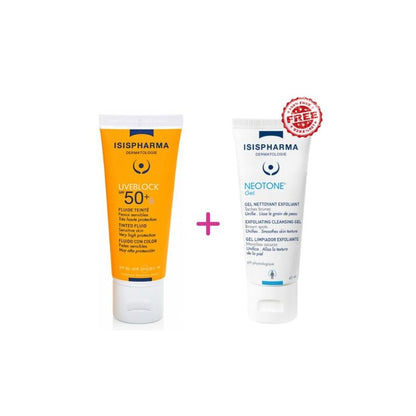 ISISPHARMA Pack Promo Uveblock 50 Teinte + Neotone Gel 40ml – Protection solaire & éclat