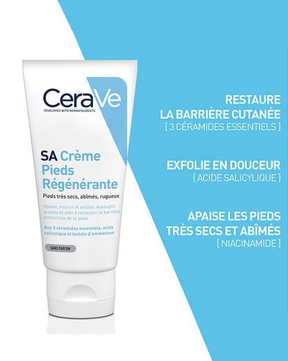 CeraVe SA Crème Pieds Régénérante 88ml – Talons & Zones Rugueuses