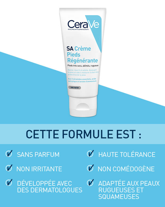 CeraVe SA Crème Pieds Régénérante 88ml – Talons & Zones Rugueuses