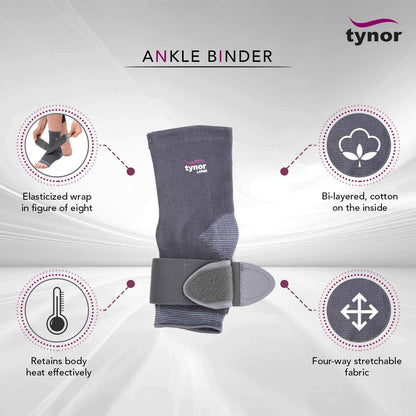 Tynor Chevillère Élastique D01 – Ankle Binder 4-Way Stretch Sans Latex
