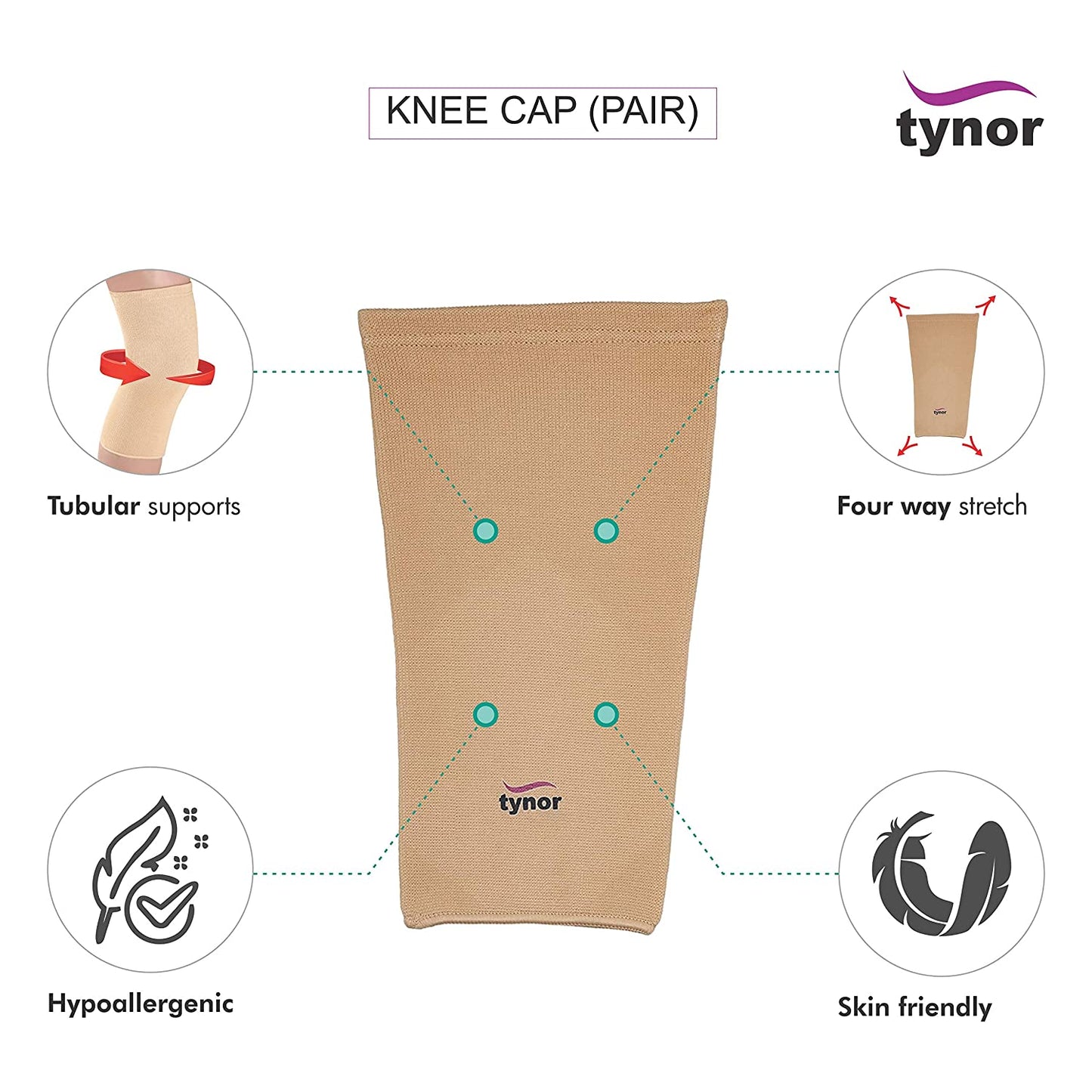 Tynor Genouillère Élastique D04 – Knee Cap [Paire] de Soutien pour Genoux