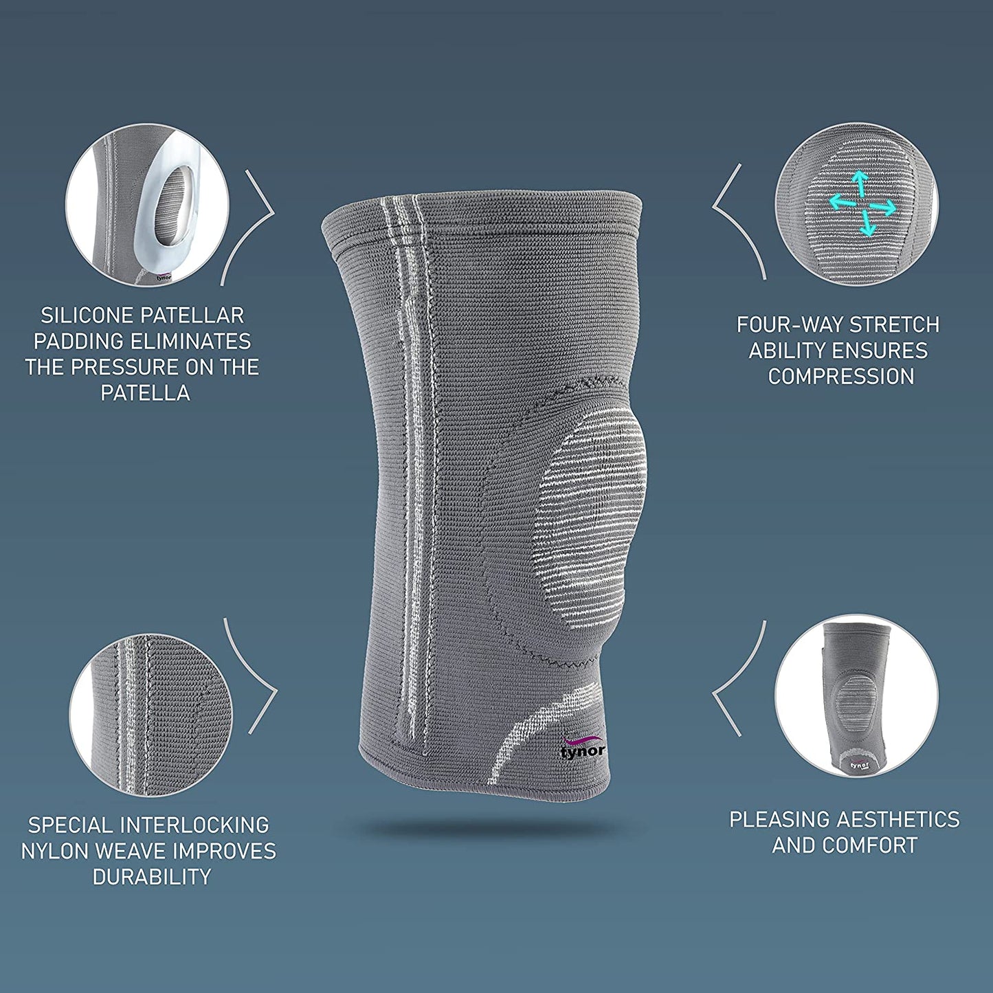 Tynor Genouillère Ouverte avec Anneau Rotulien D07 – Knee Brace Open Patella Ring