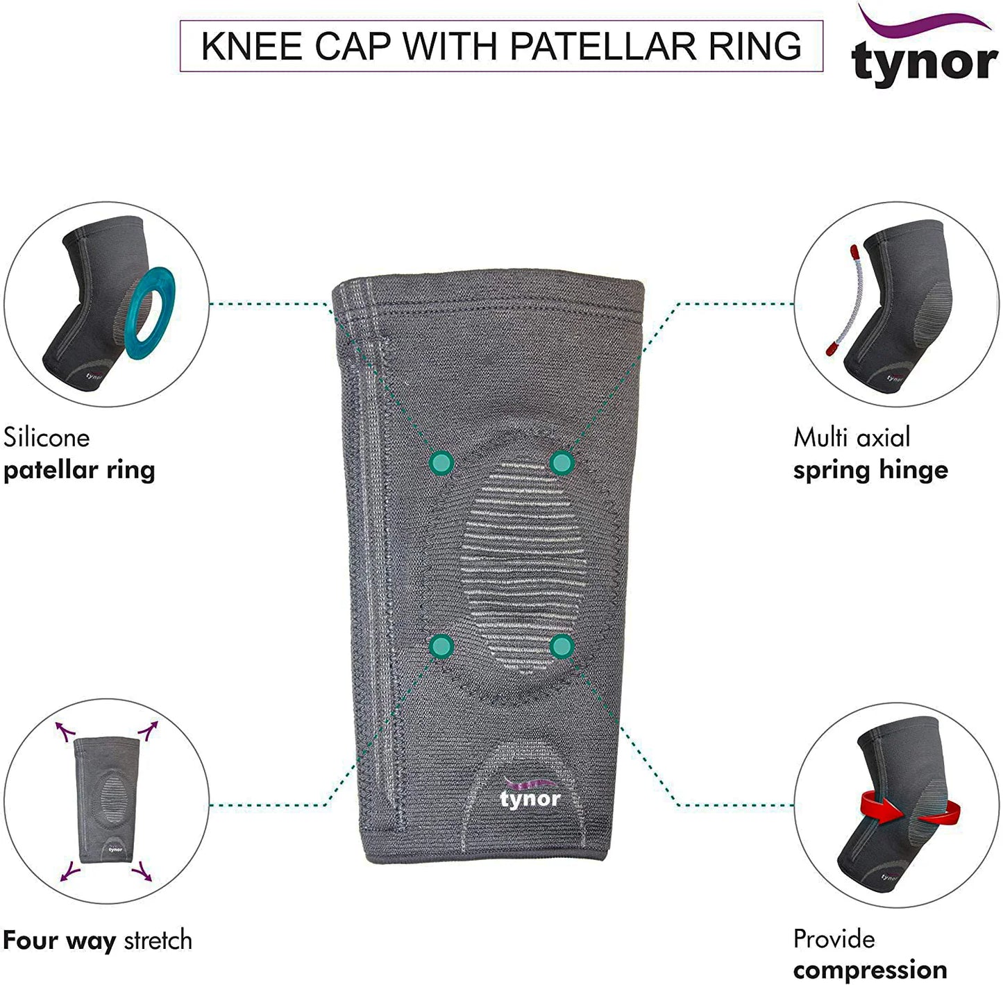 Tynor Genouillère Ouverte avec Anneau Rotulien D07 – Knee Brace Open Patella Ring