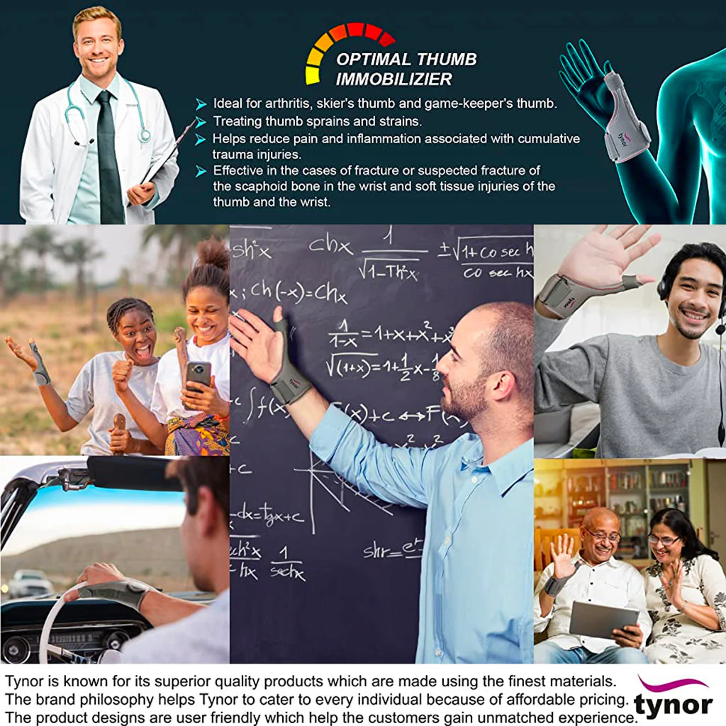 Tynor Attelle Pouce F06 – Thumb Spica Splint pour Immobilisation & Soulagement Douleur
