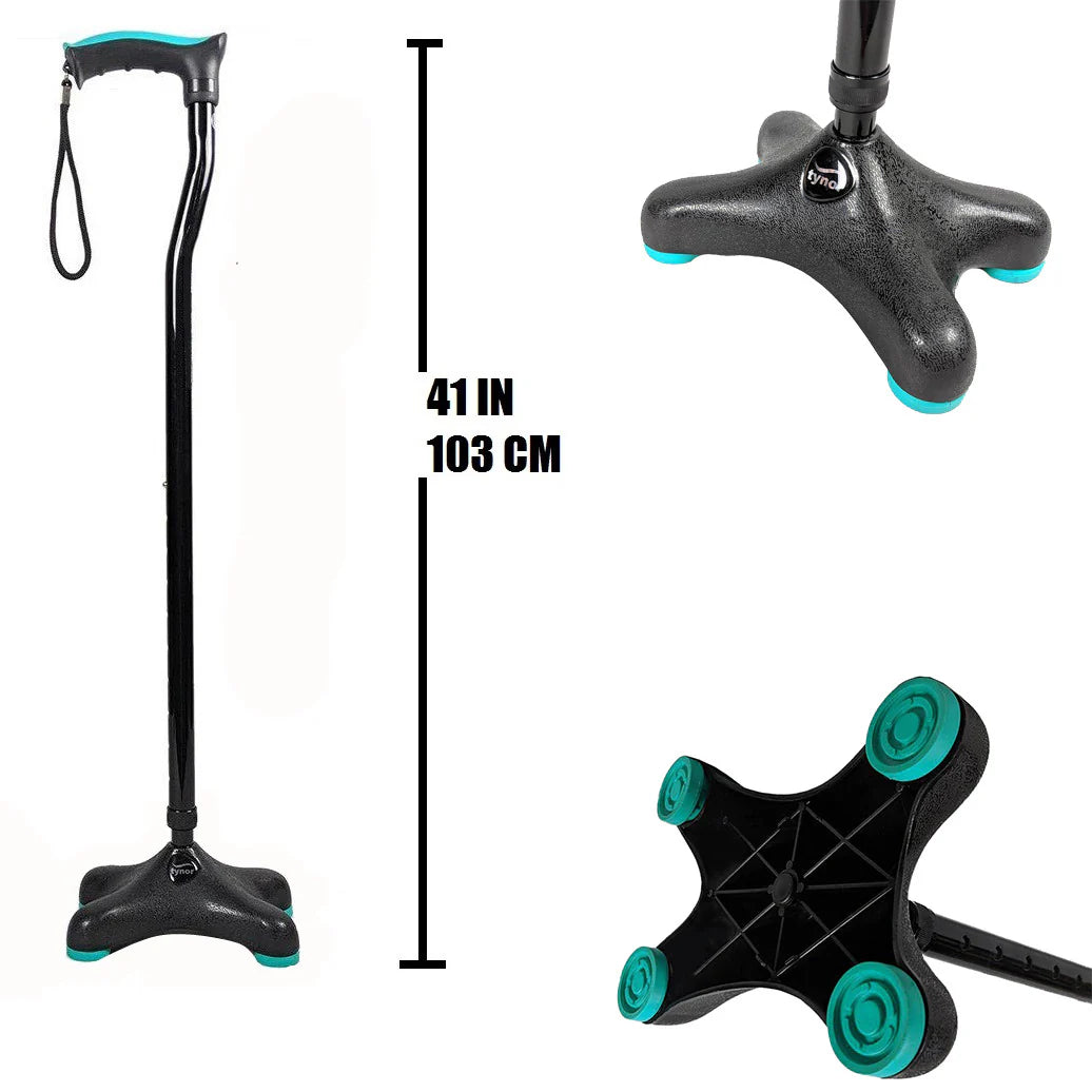 Tynor Canne Quadra L36 – Walking Stick Soft Top Handle avec Base Moulée