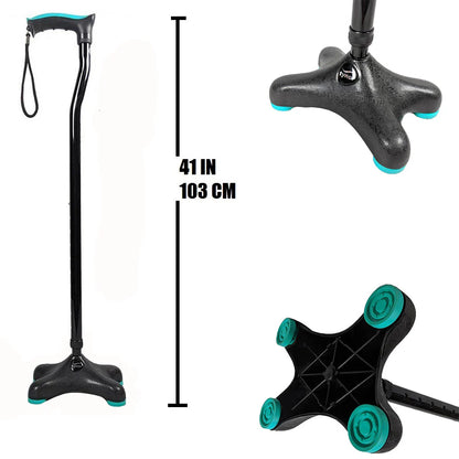 Tynor Canne Quadra L36 – Walking Stick Soft Top Handle avec Base Moulée