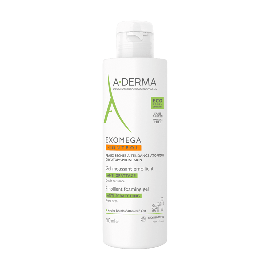 A-Derma Exomega Control Gel Nettoyant 500ml – Nettoyant Relipidant Haute Tolérance