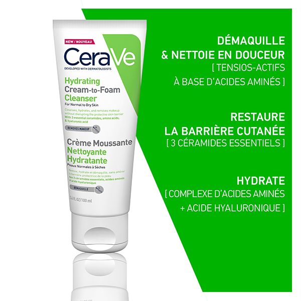 CeraVe Crème Lavante Nettoyante Hydratante 100ml – Format Voyage