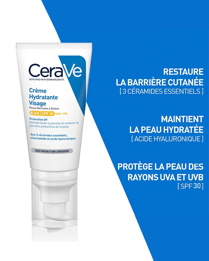 CeraVe Crème Hydratante SPF30 52ml – Protection Solaire & Hydratation