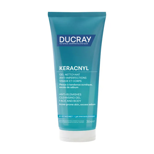 Ducray Keracnyl Gel Nettoyant 200ml – Purifiant Peaux Grasses & Acnéiques