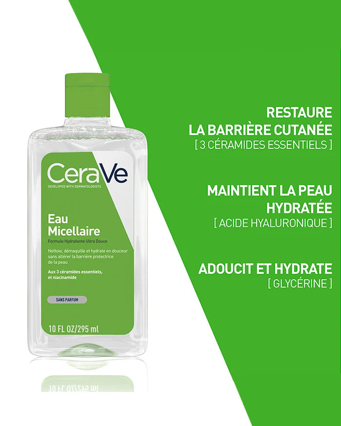 CeraVe Eau Micellaire 295ml – Démaquillant Doux Peaux Sensibles