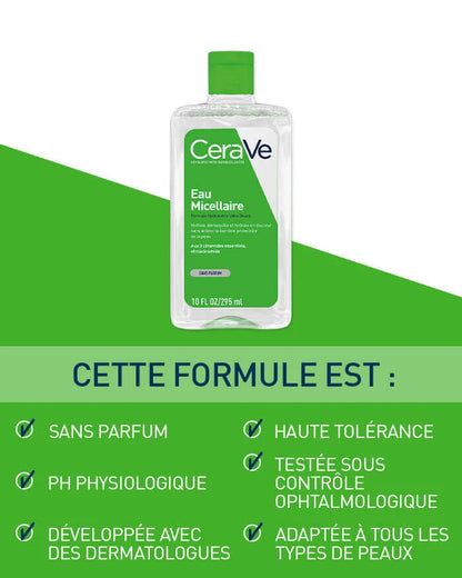 CeraVe Eau Micellaire 295ml – Démaquillant Doux Peaux Sensibles