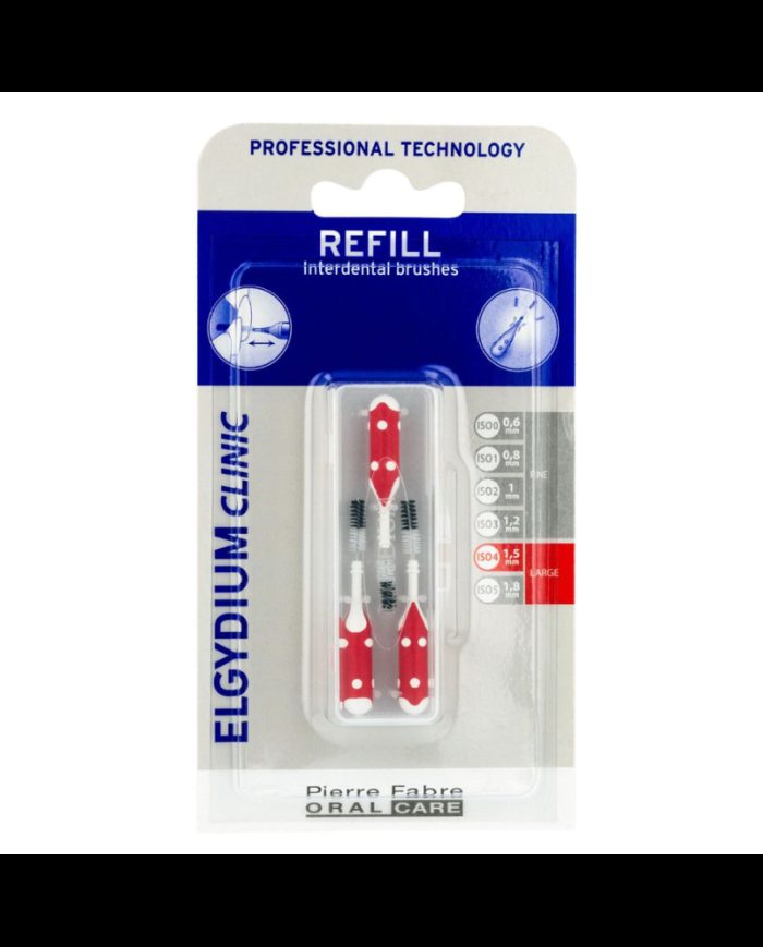 Elgydium Clinic Recharge Rouge 3-4mm – Pack Brosse Professionnelle