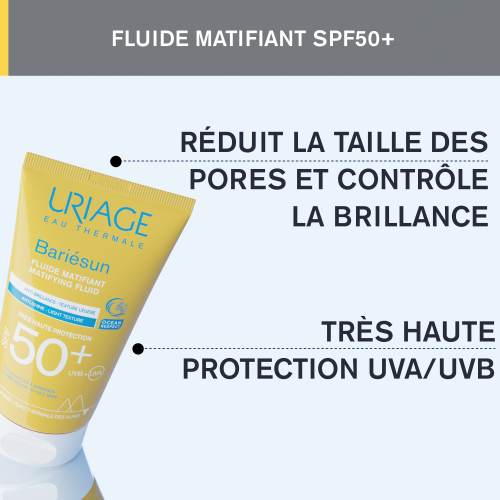Uriage Bariésun SPF50+ Fluide Matifiant 50 ml – Peaux Mixtes à Grasses