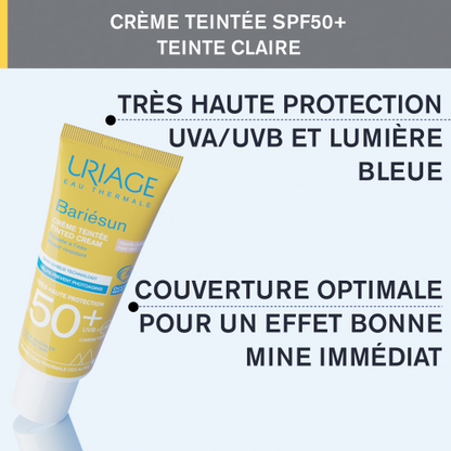 Uriage Bariésun SPF50+ Crème Claire 50 ml – Teint Naturel & Lumineux