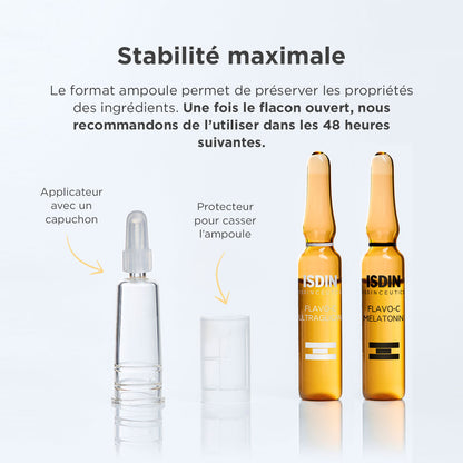 ISDIN Flavo-C 24h Ultraglican + Melatonin – 10+10 Ampoules