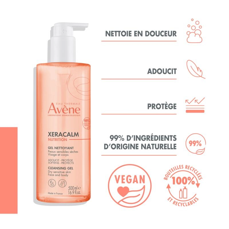 Avène XeraCalm Gel Nettoyant Relipidant – Douceur & Apaisement Peaux Sèches