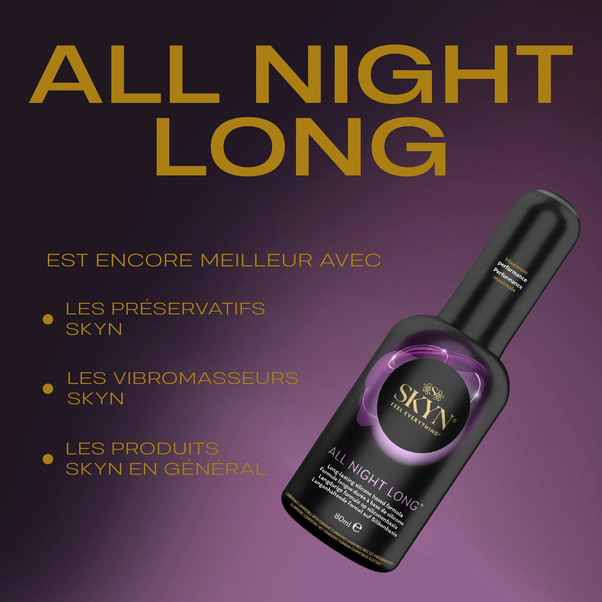 SKYN Gel Lubrifiant All Night Long – Flacon 80 ml