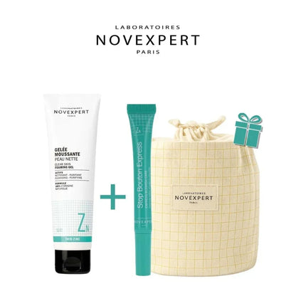 Novexpert Gelée Moussante Trio-Zinc + Stop Bouton Express + Trousse -50%