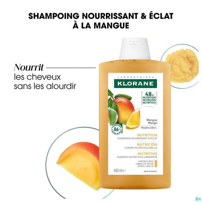 Klorane Shampooing Mangue 400ml – Hydratant & Brillance