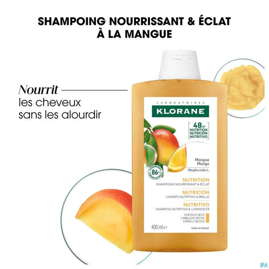 Klorane Shampooing Mangue 400ml – Hydratant & Brillance