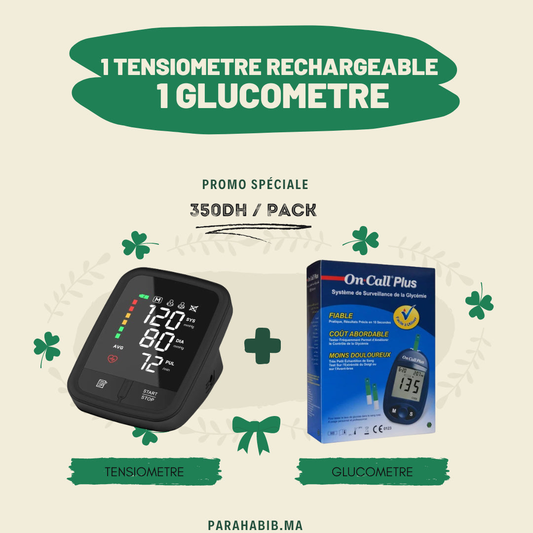 Pack Santé – Tensiomètre Électronique KAREU + Glucomètre On Call Plus