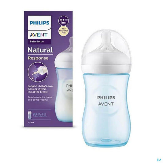 AVENT BIBERON NATURAL 3.0 AVEC TETINE NATURAL 1M+ 260 ML BLEU