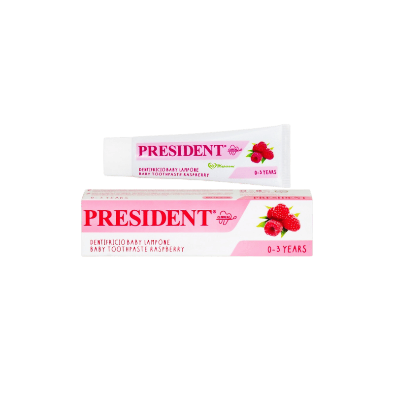 Président Dentifrice Bébé 0-3 ans Framboise 30ml – Goût fruité et protection douce