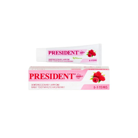 Président Dentifrice Bébé 0-3 ans Framboise 30ml – Goût fruité et protection douce