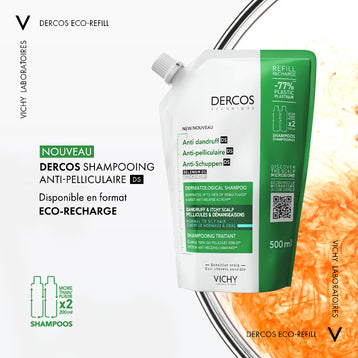 Vichy Dercos Shampooing Antipelliculaire Cheveux Gras 500ml Refill