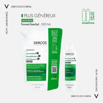 Vichy Dercos Shampooing Antipelliculaire Cheveux Gras 500ml Refill