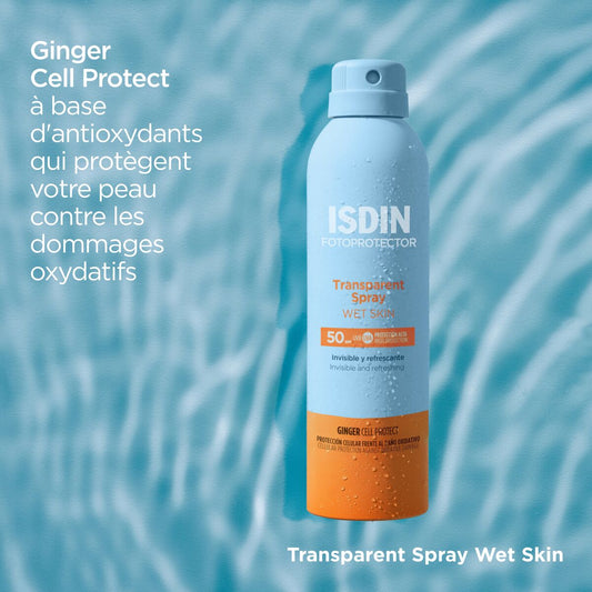 ISDIN Fotoprotector Spray Adulte Wet Skin SPF50 – Application sur Peau Mouillée 250ml